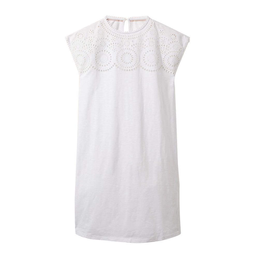 ROOM-CLOSET.COM / ホワイト ジャージー カットワーク ワンピース